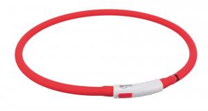Trixie Ошейник мигающий USB силикон XS-XL 70см красный