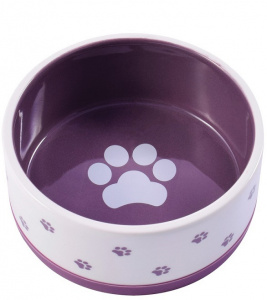 КерамикАрт миска керамическая для собак 360 мл белая с фиолетовым