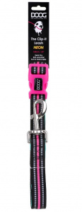 Doog Поводок для собак регулируемый Neon Rin Tin Tin черно-розовый L 130-160/2,5 см